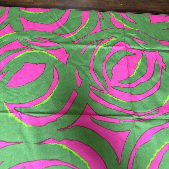 Vtg Retro Cloth Tablecloth Green Hot Pink Rectangle 40 x 48 1970s Groovy MCM - Picture 5 of 10